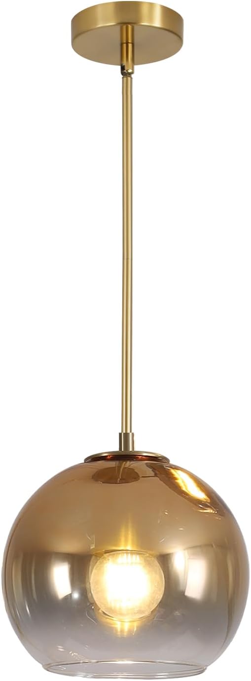 KCO Lighting 1 Light Pendant Lighting Gradient Gold Glass Pendant Light Large Globe Pendant Lights Kitchen Island Mid Century Modern Hanging Light Fixture