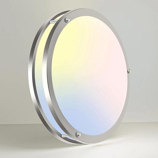libtit 16Inch Flush Mount Ceiling Lights, 36W Dimmable LED Ceiling Light 3000K-6500K Adjustable, Large & Bright Brushed Nickel Light Fixture for Bedroom Kitchen Bathroom Living Room-1Pack