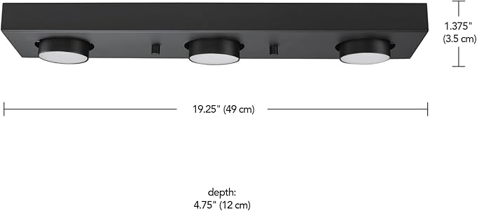 Globe Electric 3-Light Integrated LED Track Lighting, Matte Black, Adjustable Heads, Dimmable, 59941