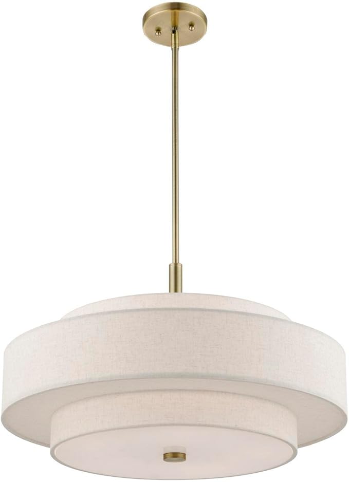 Livex Lighting Monroe - 5 Light Pendant in Timeless Style-17 Inches Tall and 24 Inches Wide-Antique Brass Finish
