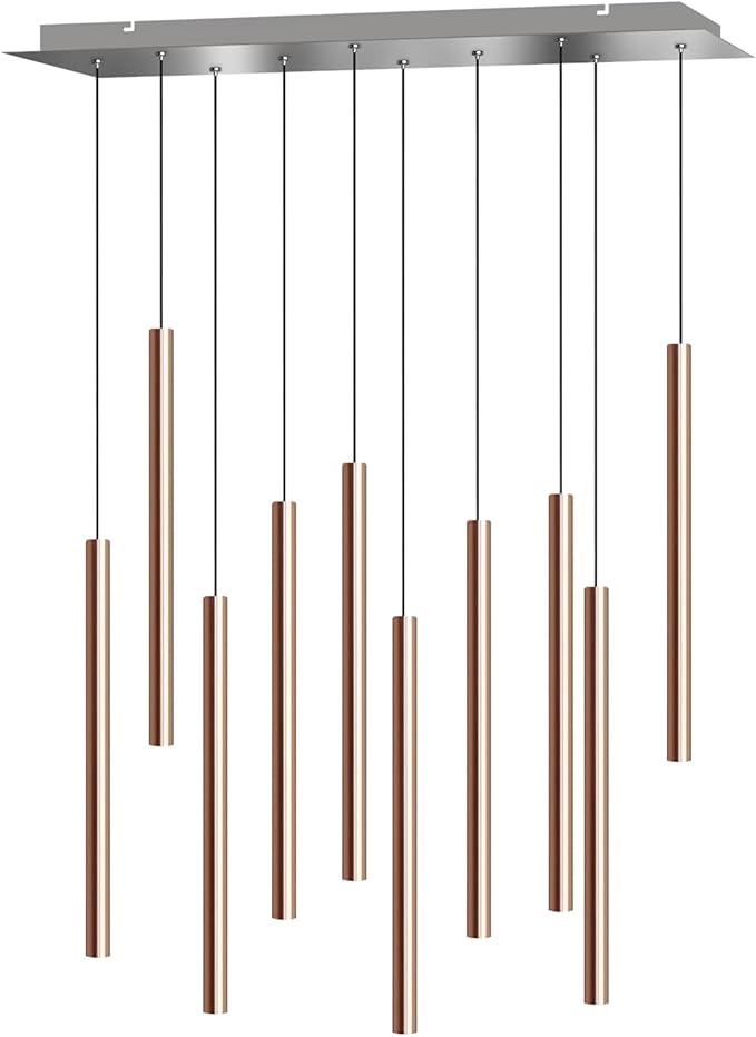 CANALIS 10 Mini Pendant Lighting Copper - LED Hanging Light Fixture for Kitchen Island, Bar, Foyer - Cluster Pendants - Dimmable, Adjustable Wire, Lamp Bulb Included