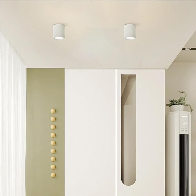 5.5 Inch Mini Nordic Resin Flush Mount Ceiling Light Cream Color Modern Minimalist Downlight Fixture for Bedroom Living Room Kitchen Hallway Restaurant(White)