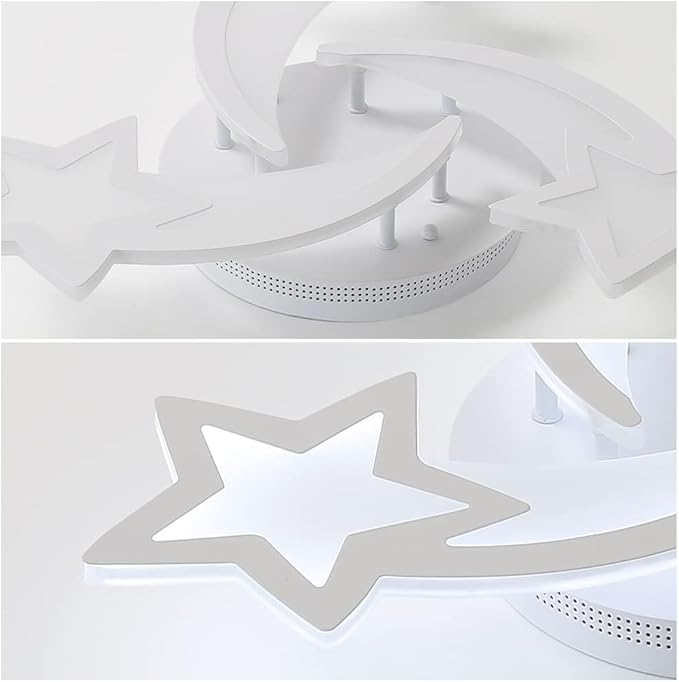 Goeco Kidsroom Ceiling Light, 3 Light Mode (3000K/4500K/6000K) White Acrylic Close to Ceiling Light Fixtures, Stars Cartoon Flush Mount Ceiling Lamp Fixture for Kids Room, Bedroom, Living Room