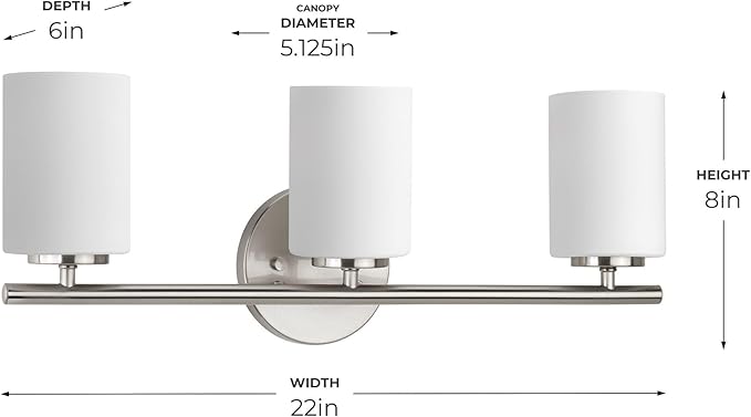 Replay Collection 3-Light Etched White Glass Modern Bath Vanity Light Brushed Nickel
