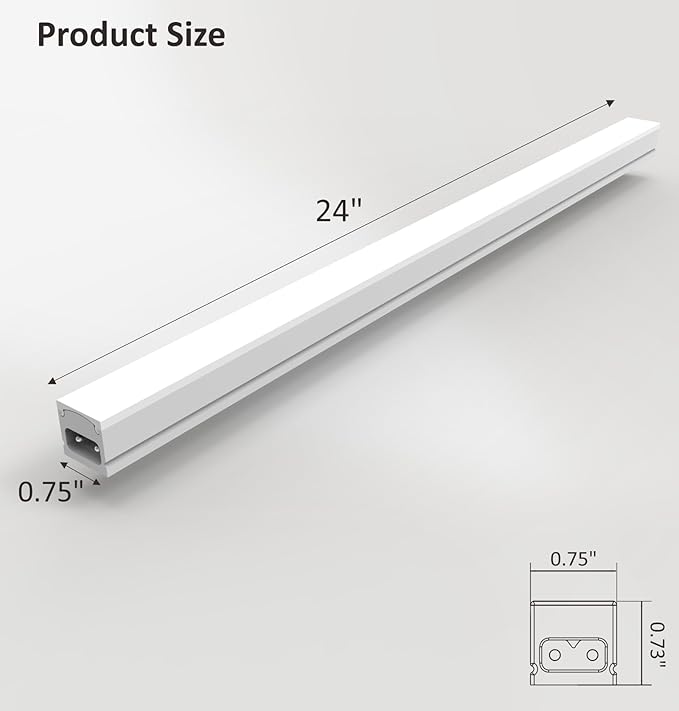 Leetdud Under Cabinet Lighting Plug in, 24 Inch 1 Pc, Linkable AC120V 3CCT 3000K/4000K/5000K Ultra Slim, LED Under Cabinet Lights for Counter Light, Kitchen, Shelf, Sink, Workshop, Desk, White
