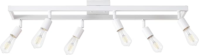 Globe Electric 64000095 36" 6-Light Track Lighting, Matte White, Pivot Sockets, Ceiling Lamp for Bedroom, Kitchen, Hallway, Bathroom, Den, Dining Room, Home Décor