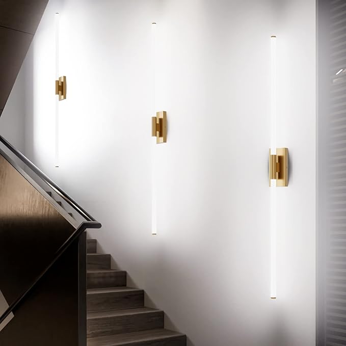 Modern LED Vanity Light, 360° Full Lighting Bathroom Light Fixture Over Mirror, 42W 5500K Cool White, Hardwired Wall Sconce, 59 Inch, Brass