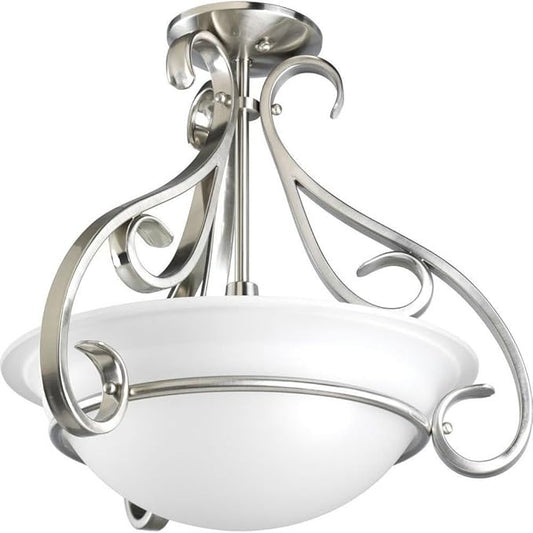 Progress Lighting 3-Light Foyer Pendant, Torino Collection, Indoor, P3843-09, Brushed Nickel
