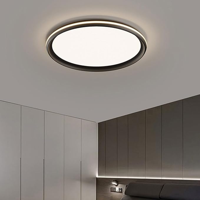 Modern Minimalist Ceiling Lamps Metal and Acrylic Flat Lighting Black and White Circular Ceiling Lights Suitable for Bedrooms and Study Rooms
