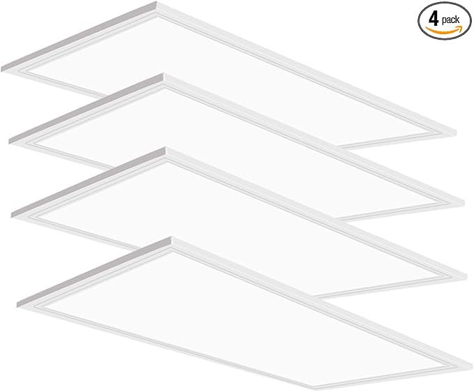 WYZM 2X4 LED Flat Panel Light Drop Ceiling Office Fixture,0-10V Dimmable,7800 Lumens,5000K Daylight White Color, Flat LED Light Panel,Recessed Edge-Lit Troffer Fixture (4 Pack)