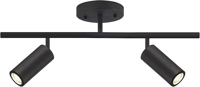 KCO Lighting Modern 2 Light Track Lighting Kit Matte Black Track Lighting Fixtures Flush Mount Ceiling Spot Lights Indoor Adjustable Ceiling Spot Light for Bedroom Kitchen Living Room