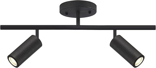 KCO Lighting Modern 2 Light Track Lighting Kit Matte Black Track Lighting Fixtures Flush Mount Ceiling Spot Lights Indoor Adjustable Ceiling Spot Light for Bedroom Kitchen Living Room