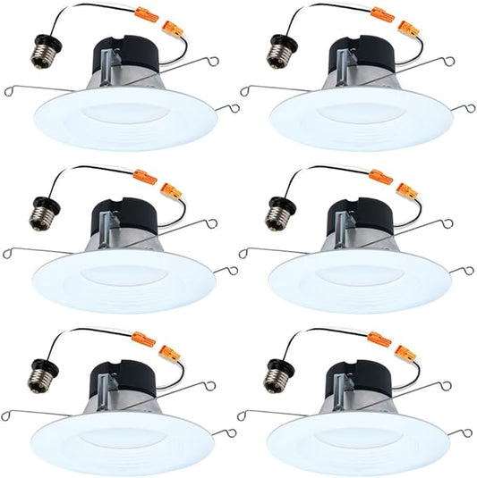HALO 5 inch / 6 inch LED Recessed Light Trim with 5 Color Temperatures, Dimmable Baffle Can Lights for Ceiling, 6-Pack. 750 Lumens LT56079FS1EWHR6PK