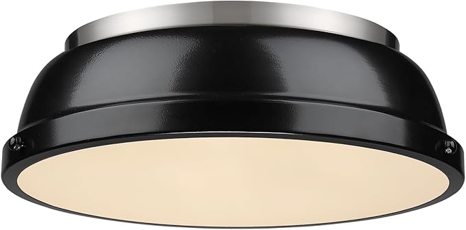 Golden Lighting 3602-14 PW-BK Duncan Flush Mount, One Size, Pewter with Black Shade