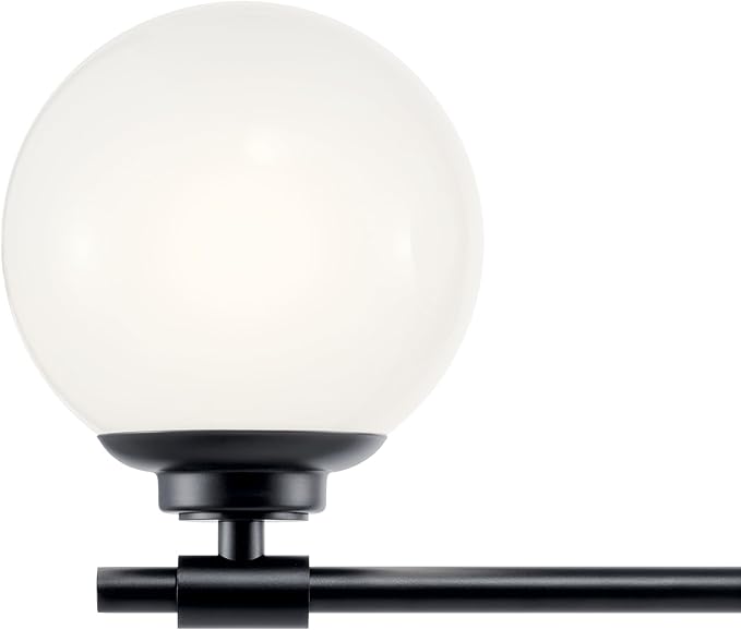 Kichler Benno 3-Light Bathroom Vanity Light Fixture with Opal Glass in Black, Modern Wall Mount Lighting for Bathroom or Powder Room, G9 LED Compatible (8.75 in x 24.5 in), 55172BK