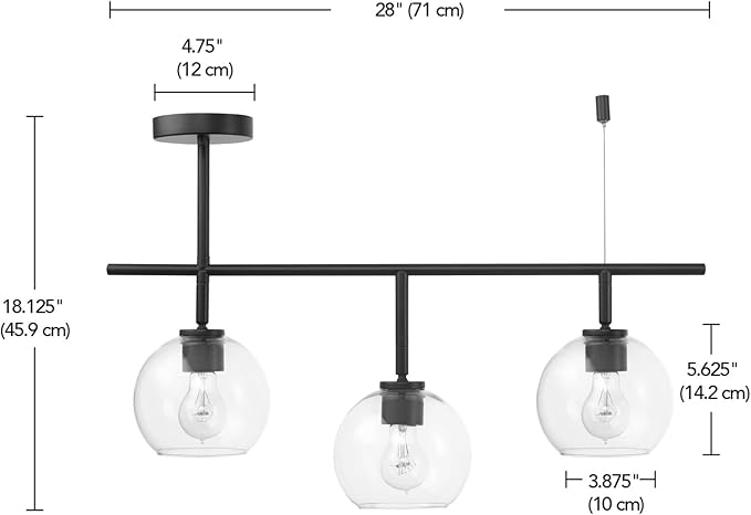 Globe Electric Mika 3-Light Track Lighting, Matte Black, Bulb Not Included