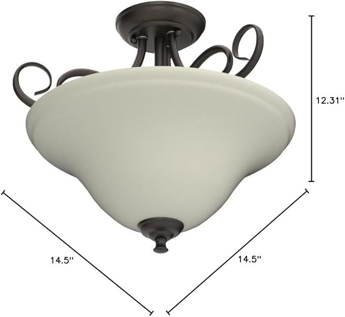 Westinghouse 6306500 Dunmore Two-Light Indoor Semi-Flush, Oil Rubbed Bronze Finish with Frosted Glass, 2, White,Black