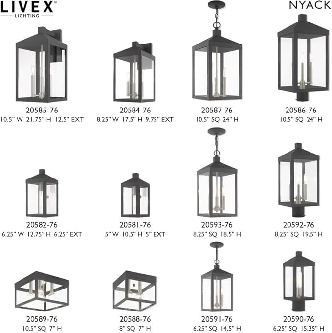 Livex Lighting 20591-76 Nyack - One Light Outdoor Hanging Lantern, Scandinavian Gray Finish with Clear Glass