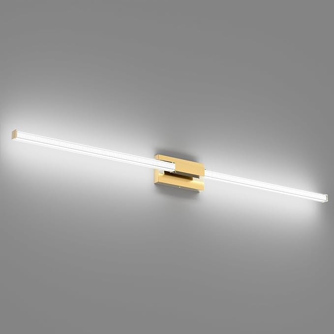 Ralbay 59inch Gold Vanity Light for Bathroom Lighting Bar 42W Gold Bathroom Wall Mounted Lighting Fixtures Over Long Mirror(5500K White Light)