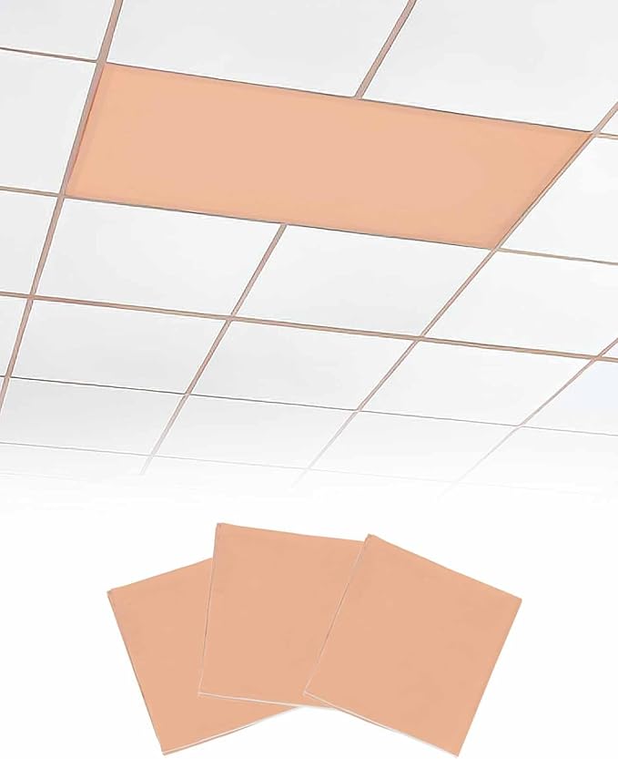 Magnetic Light Cover for Classroom Drop Ceiling,3 Pack 4x2 Ft Fluorescent Light Covers for Office Home Ceiling Light Peach Coral Solid Color Lampshade
