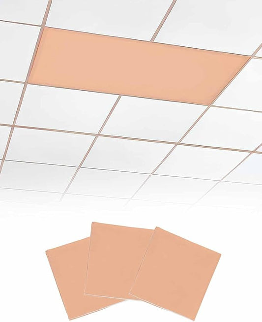 Magnetic Light Cover for Classroom Drop Ceiling,3 Pack 4x2 Ft Fluorescent Light Covers for Office Home Ceiling Light Peach Coral Solid Color Lampshade