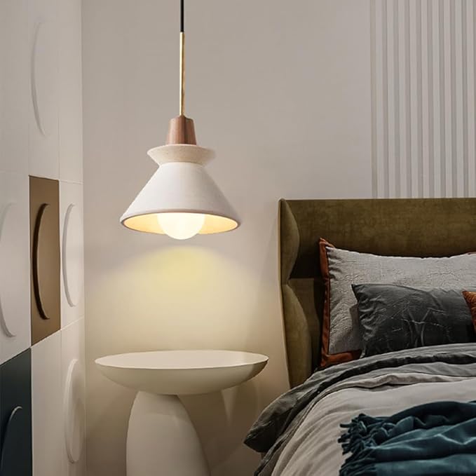 9.4'' Concrete Pendant Lights Kitchen Island Hanging Lights Unique Pinecone Lampshade Industrial Chandelier Nordic Cement Pendant Light for Dining Room,Bedside,Kitchen,Hallway,1Pcs,White