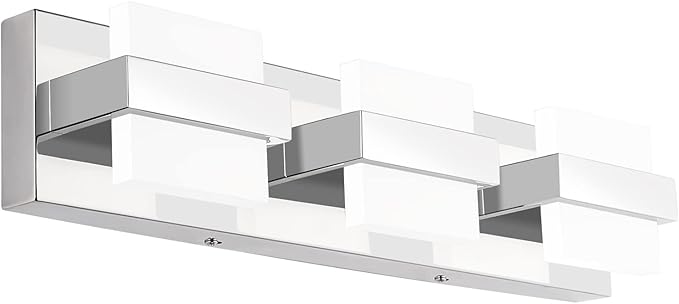 SOLFART 3 Lights Chrome Bathroom Vanity Light Modern LED Bathroom Light Fixtures Over Mirror Vaniy Light 20 inch White Light Dimmable