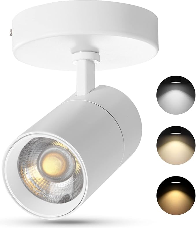 VANoopee 3-Color Dimmable Ceiling Spotlight Flush Mount Adjustable Spotlight Directional LED Spot Lights Indoor Bright Accent Fixture for Living Room Bedroom - CRI90 Flicker Free 20W 2000lm White
