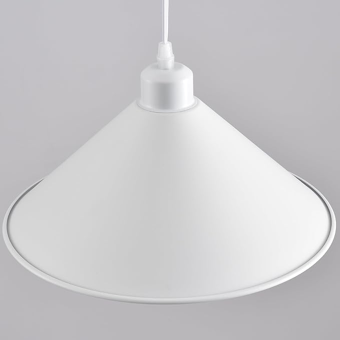 11.8IN Plug in Pendant Light 2 Pack Industrial Hanging Lamp White Vintage Pendant Lighting Fixtures with 15ft Cord On/Off Switch for Kitchen Island Dinning