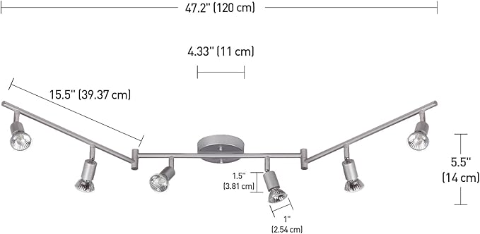 Globe Electric 59351 Payton 6-Light Foldable Track Lighting, Matte Silver