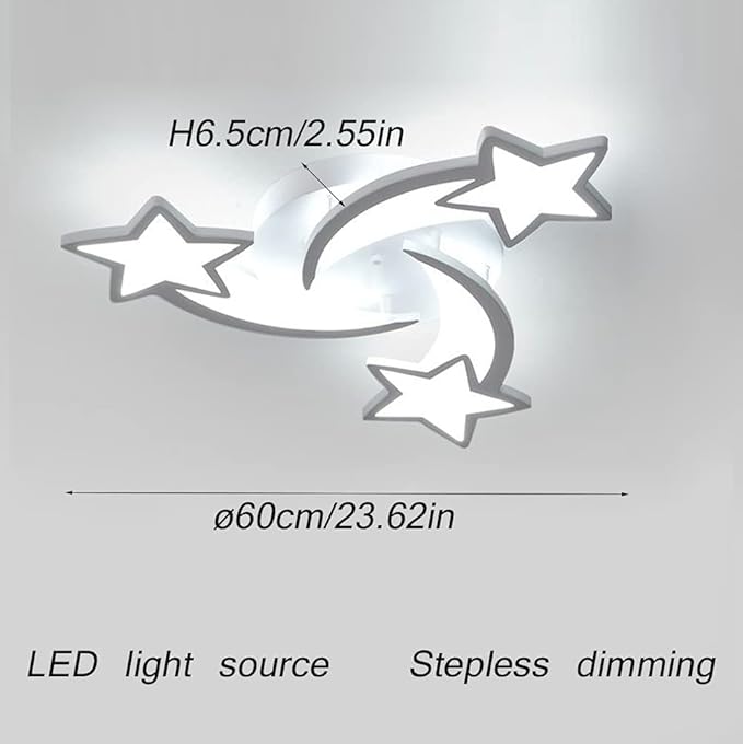 Becailyer Modern LED Ceiling Light, 45W 3-Head Star Shape Flush Mount Ceiling Lamp, Dimmable Remote Control Close to Ceiling Light Fixtures for Bedroom Dining Room Hallway Asile, White