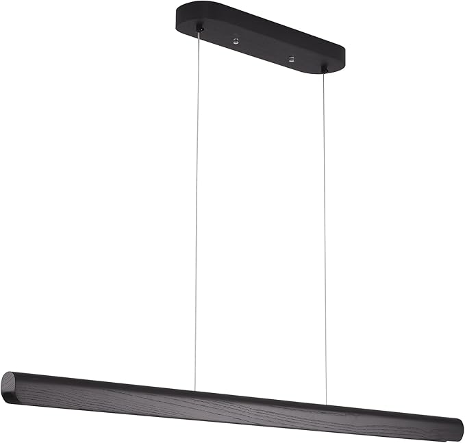 YISDESIGN 39inch Integrated Led Pendant Light,24w Dimmable Wood Linear Pendant Lighting,Led Modern Island Light with Black Finish,for Kitchen Island,Dining Room,Billiard & Pool Lights