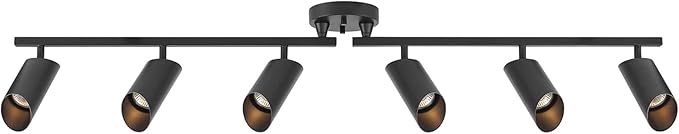 Globe Electric Foldable 6-Light Track Ceiling Light, Matte Black, Pivot Shades, GU10 Sockets