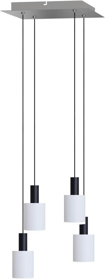Virgo 4 Mini Pendant Lighting Black-White - LED Hanging Light Fixture for Kitchen Island, Bar, Foyer - Cluster Pendants - Dimmable, Adjustable Wire, Lamp Bulb Included