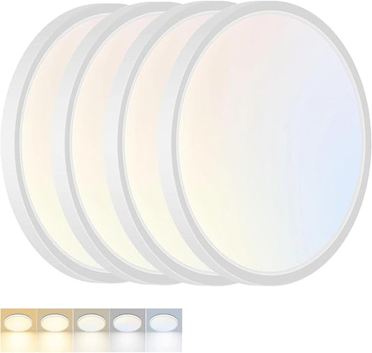 4 Pack LED Flush Mount Ceiling Light,7Inch 15W,3000K/3500K/4000K/5000K/6500K 5 Color Temperatures Ceiling Light Fixture for Kitchen Porch Hallway Bedroom Bathroom and Closet,White