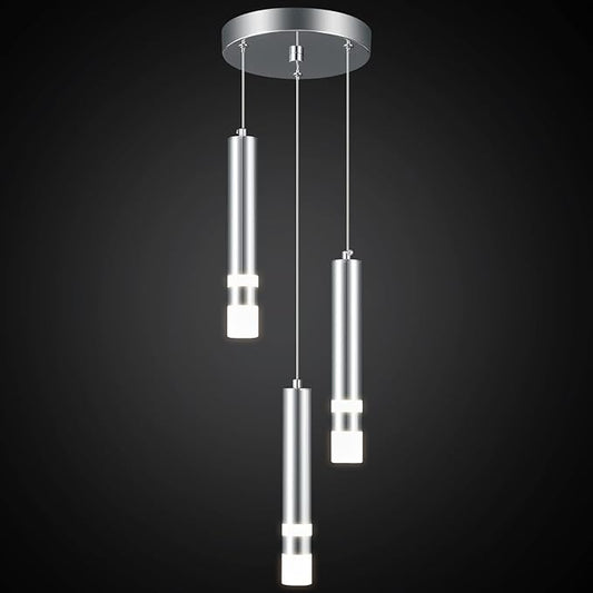 Modern Pendant Light Kitchen Fixture Dimmable LED Chrome Mini Pendant Lighting fo Kitchen Island Bedroom Bedside Table Small Pendant Lights (3-Light)
