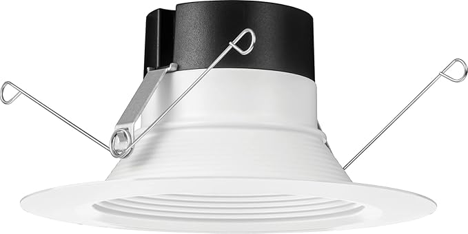 Juno E Series 5"/6" LED Ceiling Light, Baffle Trim Recessed Lighting with 5-in-1 Switchable White Color, 900 Lumens, Wet Rated LED Downlight, Dimmable, White