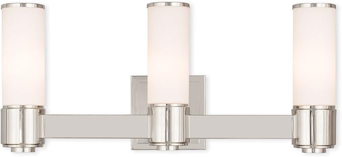 Livex 52123-35 Contemporary Modern Three Wall Sconce/Bath Light from Weston Collection in Polished Nickel Finish
