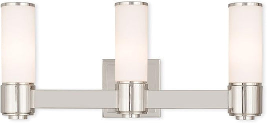 Livex 52123-35 Contemporary Modern Three Wall Sconce/Bath Light from Weston Collection in Polished Nickel Finish