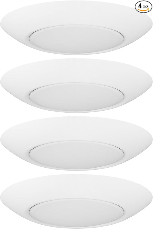 GETINLIGHT 7.5-Inch LED Disk Lights, Dimmable Surface Mount, 5 Color Temperature Selection, 4-Pack, Matte White, ETL Listed, IN-0301-4-WH-5T