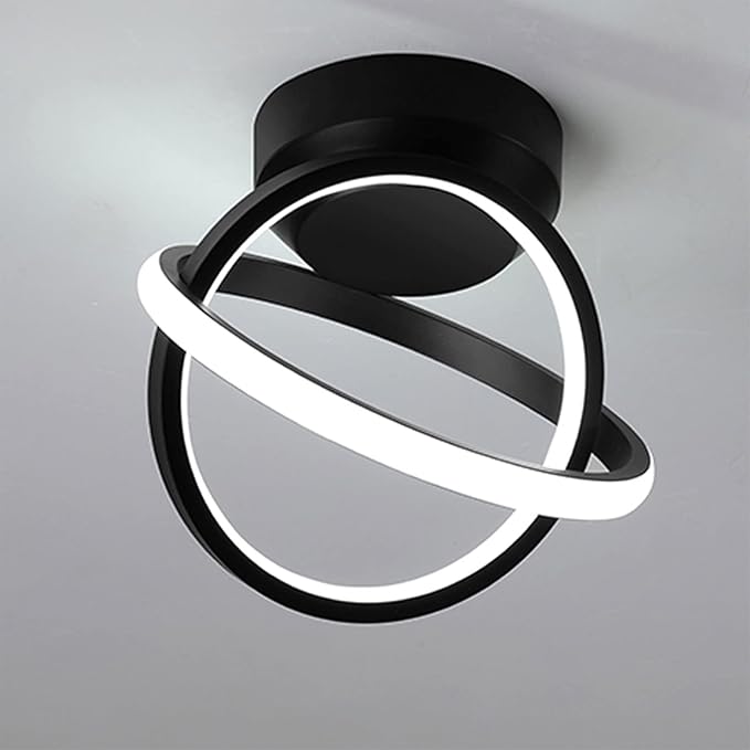 CANEOE Black Led Ceiling Light, 6000K Lighting Fixtures, Metal Creative Design Lamp for Living Room Bedroom Corridor Aisle Hallway (Cool White), CL-JCYXBK-US