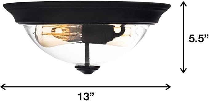 Prominence Home 13 Inch Elegant Flush Mount Indoor Ceiling Light, Clear Glass Lighting Fixture for Bedroom or Living Room, Madalyn, 51379-01, Bronze