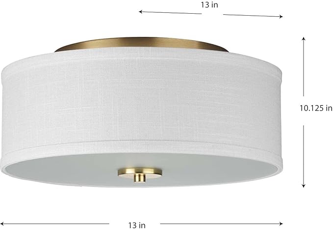 Inspire Collection 2-Light Summer Linen Shade New Traditional Flush Mount Light Satin Brass