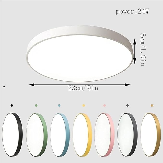 Minimalist Ceiling Lamp Round Ultra Thin Three Color Dimmable Flush Mount Sleek Modern Lighting Fixture for Bedroom Kitchen Corridor Livingroom Hallway(White,9in)