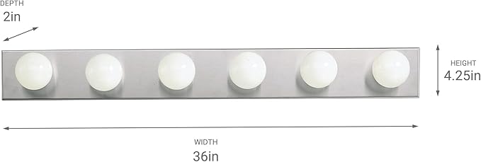Kichler 36" Bath Bar Vanity Light in Brushed Nickel, 6-Light Traditional Bathroom Light, (36" L x 4.25" H), 626NI