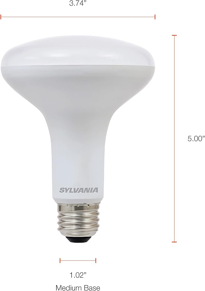 Sylvania LED BR30 Flood Light Bulb, 65W Equivalent Efficient 9W, 10 Year, Dimmable, Frosted Finish, 650 Lumens, 3000K, Warm White - 2 Pack (40337)