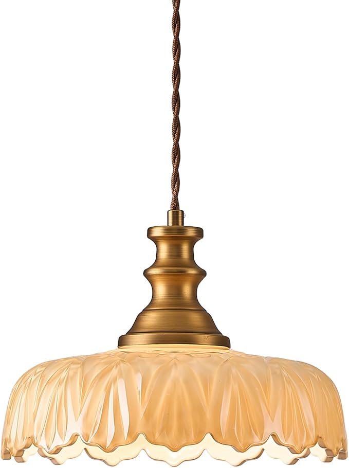 HDDFL Vintage Pendant Lights Fixture Modern Pendant Lighting Fixtures Hanging Lamp for Kitchen Island Bedroom Living Room Hallway Brown and Brass