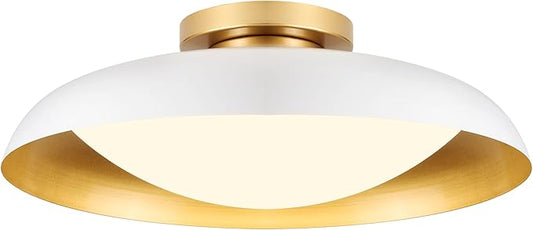 kudos Large Flush Mount Ceiling Light, 21inch LED Ceiling Light Fixture, White and Gold Finish, 44W 2500lm Modern Hanging Light Fixtures for Living Room, Bedroom, Hallway, 5CCT Adjustable, KDCL02-WT-L