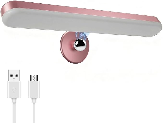 Benreom Wireless Vanity Lights for Mirror, Rechargeable Battery Operated Stick on Lamp, Adjustable Makeup Light, Cordless Magnetic LED Bar Renter Friendly Lighting Decor Gift, Pink