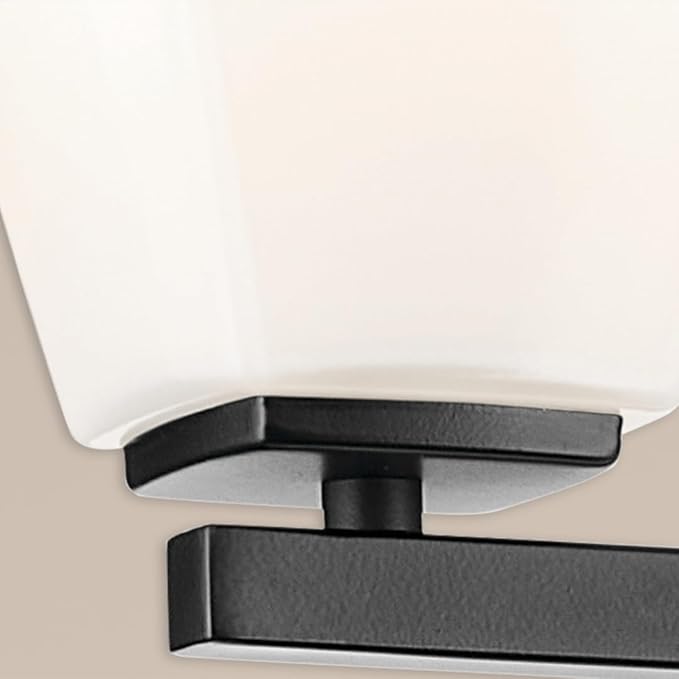 Kichler Marant 33.25" 4-Light Bathroom Vanity Light Fixture with Opal Glass in Black for Over Mirror, Modern Wall Mount Lighting for Powder Room (33.25" W x 9.5" H), 55217BK